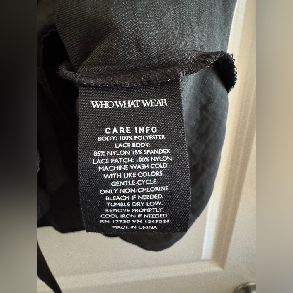 NWT Who What Wear Black Lace Detail Button Down Shirt Size Large - Picture 9 of 9